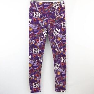 LULAROE OS Halloween Skull Boo Purple Leggings